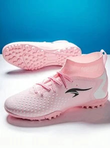 Men's High-Top Soccer Boots, Indoor And Outdoor Sneakers, Artificial Turf Training Shoes - Pink - View 5