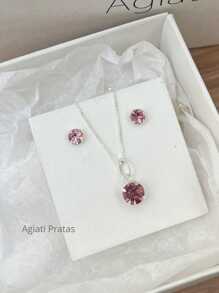 Set Of Lilac Zirconia Stones In 925 Sterling Silver - Lilás - 查看 2