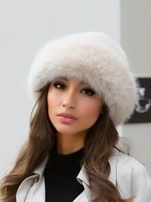 1pc Solid Color Casual Fuzzy Fluffy Patchwork Fisherman Trapper Hat, Warm & Soft, Suitable For Autumn/Winter Party & Everyday Use - Multicolor - View 12