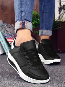 Bequeme Keil-Sneaker für Damen für alle Jahreszeiten – wasserdichte Mikrofaser, lässiges Schnürmodell, Low-Top-Design