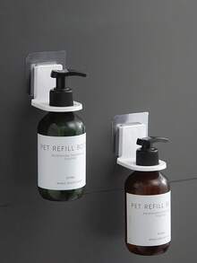 1 pieza/4 piezas Soporte de botella para champú, gel de baño y jabón de manos, apto para cocina, baño, aseo, hotel - Blanco - Ver 4