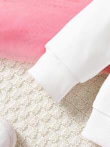 2 piezas Conjunto de sudadera y pantalones casuales de moda para niñas jóvenes, primavera y otoño - Blanco - Ver 4
