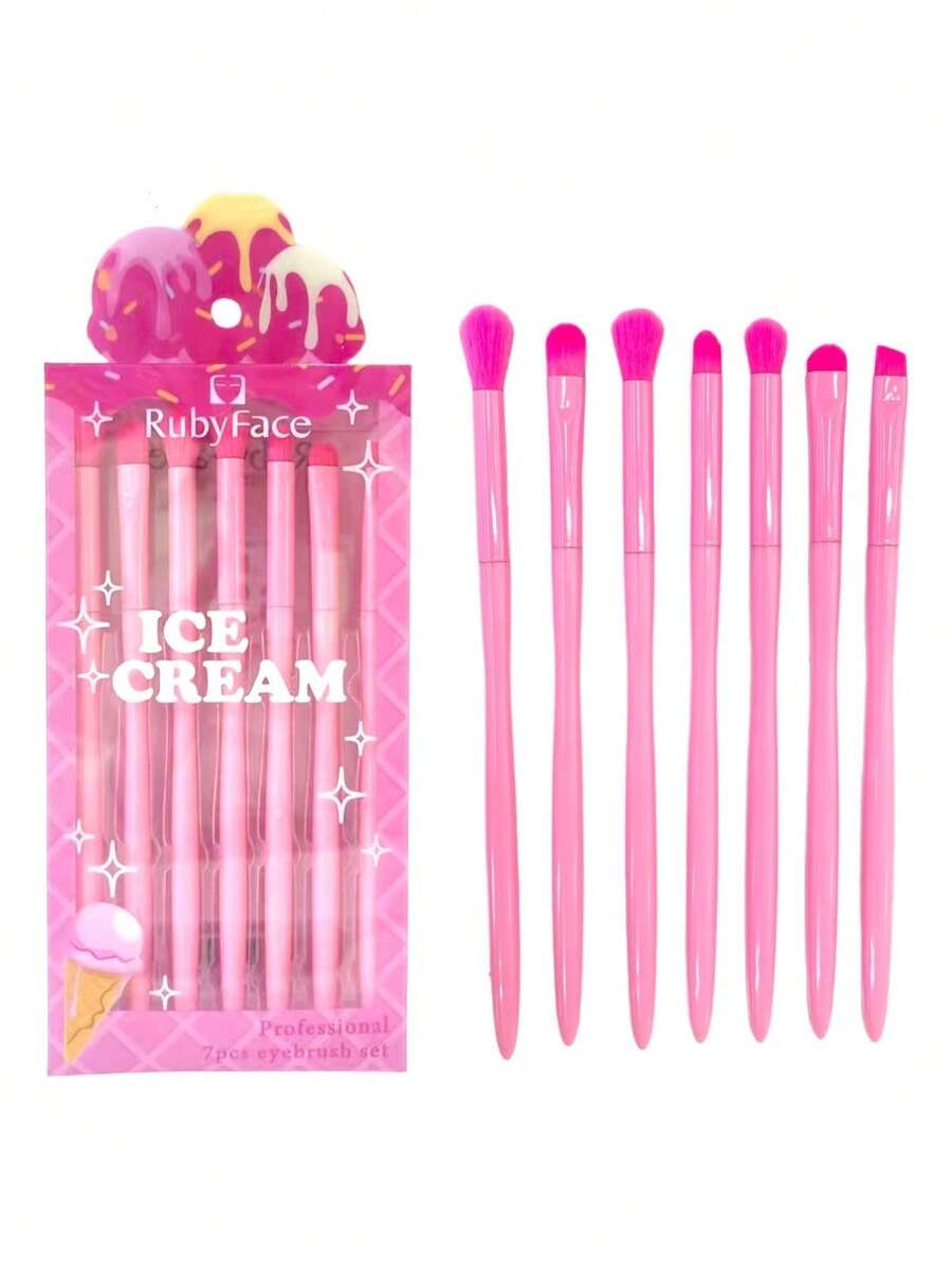Rubyface Set Brocha Maquillaje Para Ojos De 7 Piezas - Rosa - Ver 1