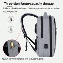 优质多层背包电脑包，适合男士商务旅行，办公室旅行背包，15.6 英寸文件拉链，防水防震，可放入拉杆箱，背包，超大容量，可携带行李、笔记本电脑、可充电书包旅行用品户外爸爸礼物父亲礼物男士礼物情人节礼物 - 黑色 - 查看 11