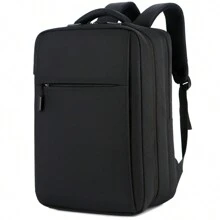 优质多层背包电脑包，适合男士商务旅行，办公室旅行背包，15.6 英寸文件拉链，防水防震，可放入拉杆箱，背包，超大容量，可携带行李、笔记本电脑、可充电书包旅行用品户外爸爸礼物父亲礼物男士礼物情人节礼物 - 黑色 - 查看 3