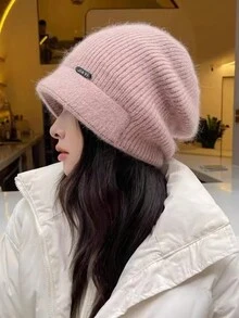 Women's Knitted Hat, Thick Ear Protective Beanie Hat, New Round Large Head Size Fisherman Knitted Cap, Maternity Cap, Autumn Winter - Knitted Hat - View 5