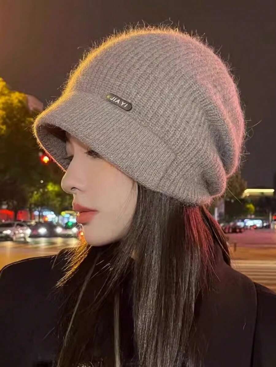 Women's Knitted Hat, Thick Ear Protective Beanie Hat, New Round Large Head Size Fisherman Knitted Cap, Maternity Cap, Autumn Winter - Knitted Hat - View 1