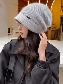 Women's Knitted Hat, Thick Ear Protective Beanie Hat, New Round Large Head Size Fisherman Knitted Cap, Maternity Cap, Autumn Winter - Knitted Hat - View 6