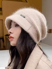 Women's Knitted Hat, Thick Ear Protective Beanie Hat, New Round Large Head Size Fisherman Knitted Cap, Maternity Cap, Autumn Winter - Knitted Hat - View 3