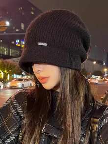 Women's Knitted Hat, Thick Ear Protective Beanie Hat, New Round Large Head Size Fisherman Knitted Cap, Maternity Cap, Autumn Winter - Knitted Hat - View 2