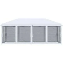 10' X 20' Pop Up Canopy Tent With Netting, Heavy Duty Instant Sun Shelter, Large Tents For Parties With Carry Bag For Outdoor, Garden, Patio, Cream White