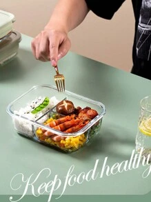 High Borosilicate Glass Food Storage Box Microwave Lunch Box Storage Lunch Box Office Worker Special Fresh-Keeping Bowl Student Lunch Box Kitchen Refrigerator Food Storage Box - Multicolor - View 5