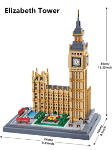 1 pieza Kits de modelo de edificios de arquitectura famosos - Coliseo, Torre Eiffel, Casa Blanca, Torre Elizabeth, Estatua de la Libertad, Torre Inclinada de Pisa, regalo educativo creativo rompecabezas 3D
