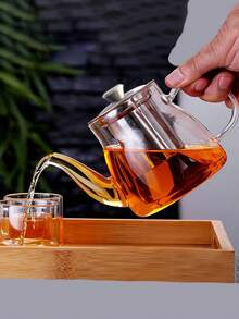 1pc High Borosilicate Glass Flower Teapot, Stainless Steel Infuser, Kung Fu Tea Set - Clear - View 9