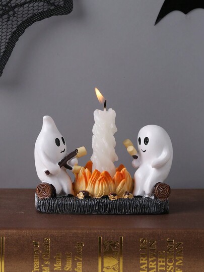 1pc Creative Resin Halloween Ghost Candlestick Holder Desk Decor (Candle Not Included),Room Decor,Gifts