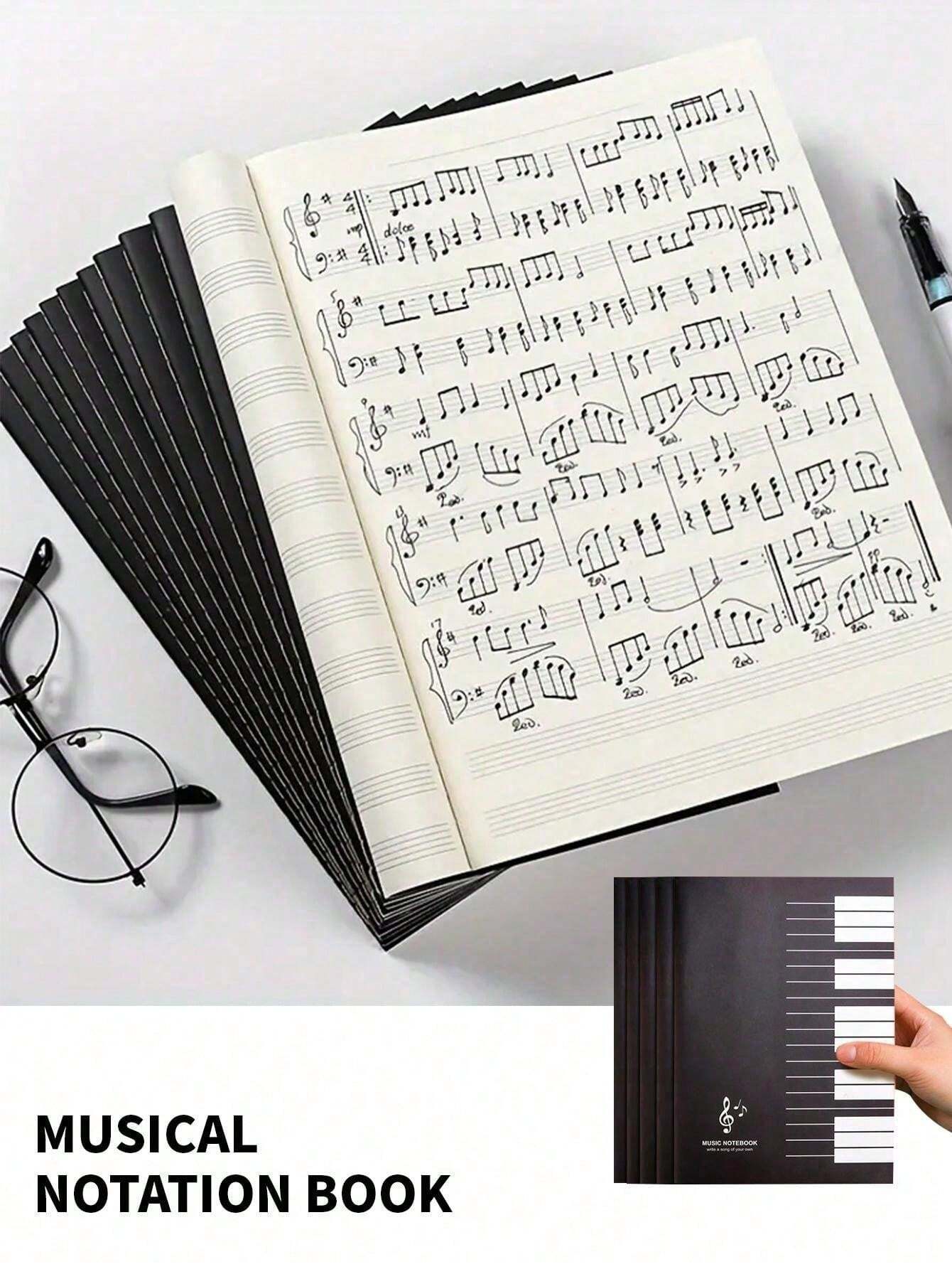 16Page Music Staff Notebook, Musical Score Workbook With Music Theory