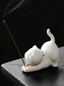 Jolie figurine de chaton en céramique, brûleur d'aromathérapie, brûleur d'encens créatif, accessoire d'intérieur pour la maison, support à encens