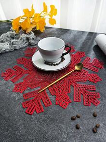 1 tấm lót đĩa cách nhiệt thiết kế hình bông tuyết rỗng theo phong cách Bắc Âu - Đỏ - Xem 4