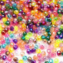 200 peças de contas transparentes de canto AB coloridas de 6 mm com furo reto em acrílico, acessórios de contas para DIY de colar, pulseira, brincos, joias e suprimentos de artesanato de contas