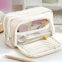 Estojo de lápis de grande capacidade, estojo multifuncional para canetas, estojo para canetas em cores de macaron para estudantes, armazenamento de papelaria, material de escritório escolar, volta às aulas, volta às aulas, material escolar, estojo para lápis, mochila escolar