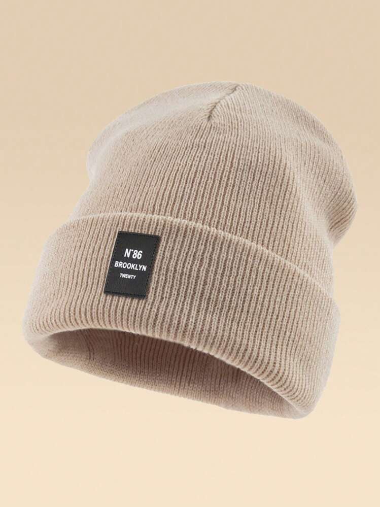 1pc Outdoor Casual N86BROOKLYN Logo Knitted Beanie Hat, Multiple