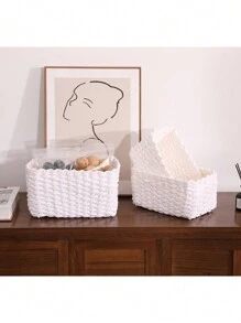 1 pezzo di cestino portaoggetti intrecciato a mano, design intrecciato creativo per cestino portaoggetti per la casa, organizzazione e conservazione domestica, adatto per soggiorno, camera da letto, dormitorio e accessori per ufficio, decorazione per la casa, decorazione in stile fattoria, Cestino portaoggetti in erba marina in stile boho con accenti in legno e rattan, decorazione moderna per patio e giardino