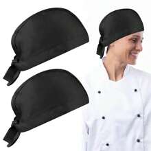 1pc Adult Chef Hat, Unisex Adjustable Chef Toque With Elastic Band, Reusable Cooking Cap, For Professional Kitchen, Coffee Shop, Restaurant, Catering - Black - Multicolor - View 5
