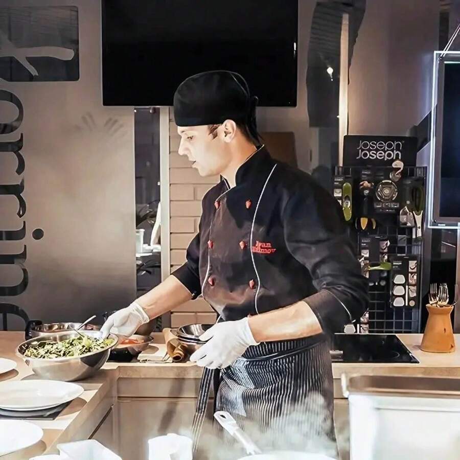 1pc Adult Chef Hat, Unisex Adjustable Chef Toque With Elastic Band, Reusable Cooking Cap, For Professional Kitchen, Coffee Shop, Restaurant, Catering - Black - Multicolor - View 1