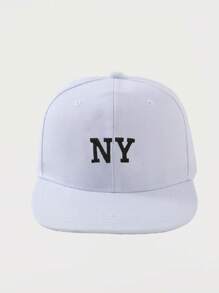 1 pieza Gorra plana de béisbol con bordado de NY para mujer, estilo hip hop, apta para uso diario en primavera, verano y otoño