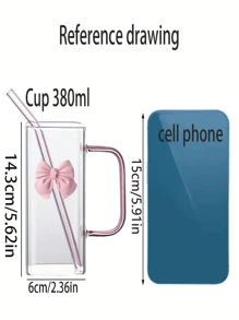 1pc High-Capacity Glass Cup For Female Students With Lid & Straw, Suitable For Summer Drinks And Coffee
