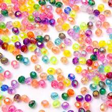 200 peças de contas transparentes de canto AB coloridas de 6 mm com furo reto em acrílico, acessórios de contas para DIY de colar, pulseira, brincos, joias e suprimentos de artesanato de contas
