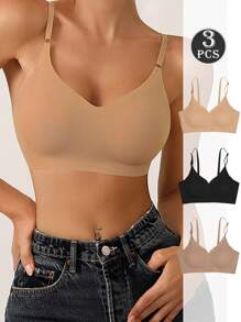 3pcs/Set Women Wireless Bras, Sexy, Seamless, Comfortable, Breathable Yoga Sports Bras