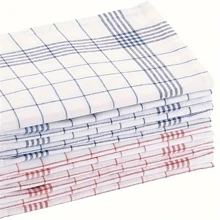 6/12 piezas Paños de cocina, paños de cocina de 2 colores con patrón de rejilla, toallas de cocina a rayas y a cuadros, cuadros azules, cuadros rojos, para la cocina y el comedor, artículos de cocina