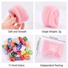 72 Colors Fibre Wool Yarn Roving For Needle Felting Hand Spinning DIY Craft Materials