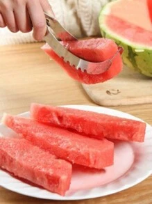 1pc Stainless Steel Watermelon Slicer, Melon Ball Machine Stainless Steel Melon Spoon With Corer, Multifunctional Fruit Cutter Kitchen Tools