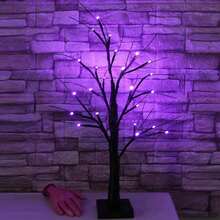 1 Đèn cây bạch dương Halloween 24 bóng LED màu cam và tím, có 24 nhánh đèn LED, 3 đèn trang trí cây ma quái để bàn dùng pin AA, trang trí tiệc trong nhà, trang trí lễ hội Halloween, trang trí phòng, trang trí sân vườn Halloween làm quà tặng, trang trí lễ hội, trang trí ngày lễ - nhiều màu - Xem 1