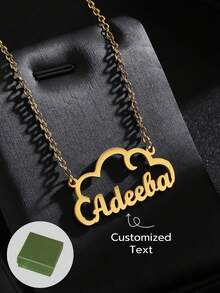 1PC Hot Selling Simple And Versatile Cloud English Letter Name Customized Pendant Necklace For Girls, Stainless Steel Necklace With Adjustable And Personalized Electroplated 18k Gold Stainless Steel Fashion Jewelry, Including Exquisite Jewelry Gift Box, Giving Gifts To Friends, Family, Relatives, And Lovers
