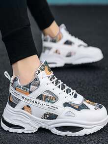 2024 新款春夏秋季潮流男士休闲运动鞋学生增高鞋 - 黃色 - 查看 3