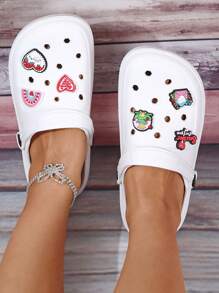 Fashionable & Fun Thick Sole Slide Sandals With Decorative Buckle, Non-Slip, Lightweight, Couples Couples Gift, Garden Shoes Slip-On Clogs