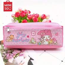 1pc Cute Large Capacity Dual Compartment Zipper Pencil Case Pouch, PU Material For School, Travel And Cosmetic Storage - Multicolor - View 5