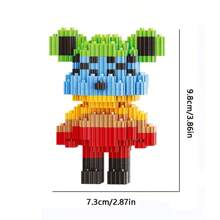 1PC 微小颗粒可爱熊系列积木摆件礼物成人益智高难度减压积木玩具