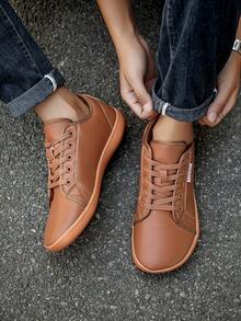 Giày thể thao đế bằng mũi rộng thời trang nam, giày đế bằng, giày đi chân trần, giày công sở, giày thể thao ngoài trời, giày công sở trang trọng - màu nâu - Xem 1