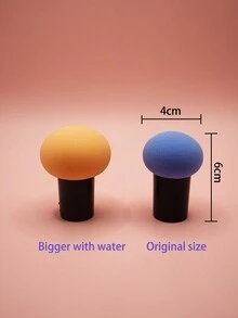 1 pieza Esponja de maquillaje con forma de hongo, sin polvo, suave, con mango, de uso dual en seco y húmedo, mezcladora de base de maquillaje - Multicolor - Ver 6