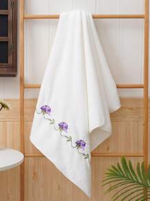 1/2/3件装涤纶刺绣花卉浴巾、手巾或面巾，家居装饰，适用于浴室、酒店、健身房、旅行、礼品、沙龙、运动、户外、海滩、学校、返校季、旅行配件、家居必需品、毛巾、护肤品 - 紫色花 - 查看 6