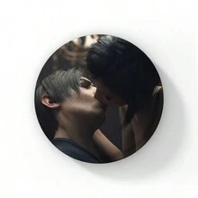 58mm New Leon Kennedy Pink Bow Heart Cute Button Pin Evil Game Creative Leon Brooch Badge For Bag Accessories Friends Gift - 58mm - View 31