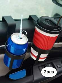 2pcs Plastic Hanging Drink Holder, Vehicle Interior Window Mount Cup Rack For Trucks, Cars - Black - View 2