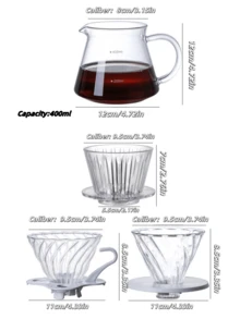 1 pieza Cafetera de compartir de 400 ml reutilizable con embudo de café y taza de filtro graduado, de vuelta a clases