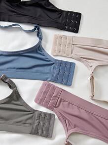 5PCS Lady's Comfortable Sleep Sexy Multicolour Wireless Soft Cup Solid Underwear Bra - Multicolor - View 5