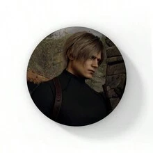 58mm New Leon Kennedy Pink Bow Heart Cute Button Pin Evil Game Creative Leon Brooch Badge For Bag Accessories Friends Gift - 58mm - View 9