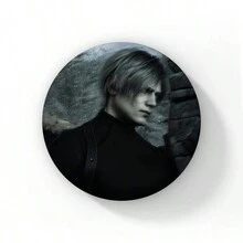 58mm New Leon Kennedy Pink Bow Heart Cute Button Pin Evil Game Creative Leon Brooch Badge For Bag Accessories Friends Gift - 58mm - View 6